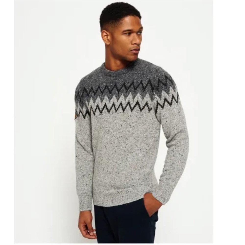 Superdry Chevron Tweed Crew Sweater Sz L